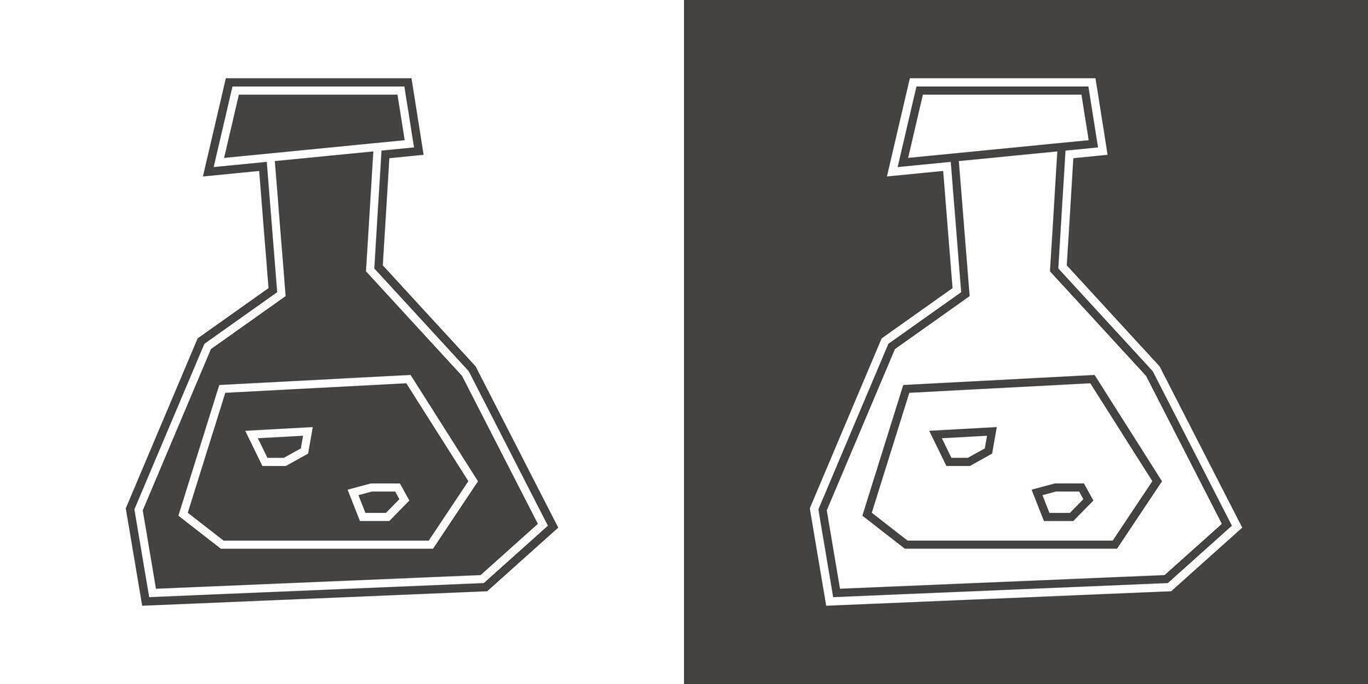 Science Flask Icon in Black Filled and White Filled Cutout Style vector
