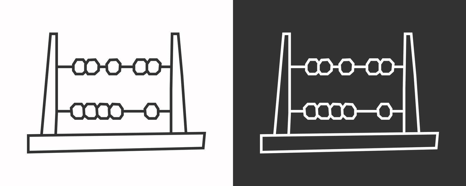 Abacus Icon in Black Line Art and White Line Art Cutout Style vector