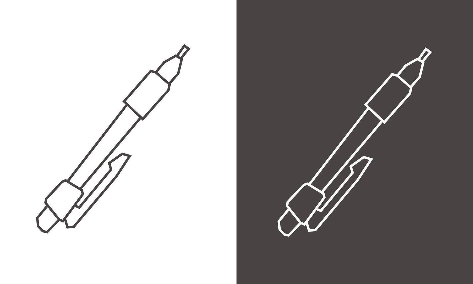 Ballpoint Pen Icon in Black Line Art and White Line Art Cutout Style vector