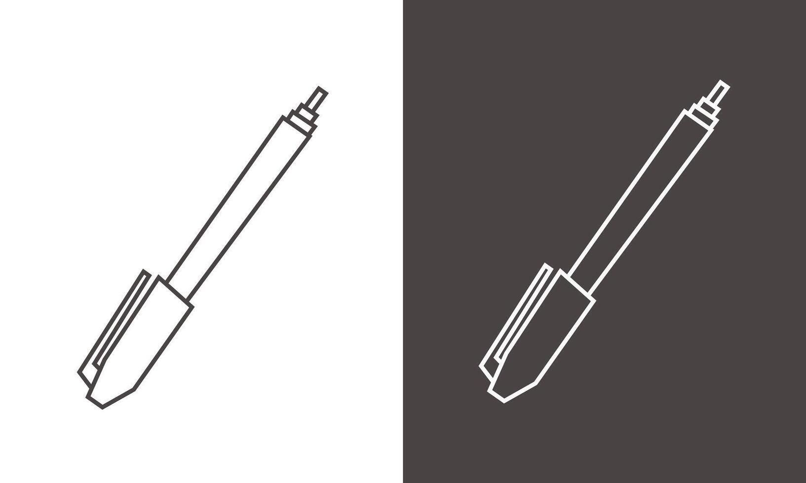 Marker Icon in Black Line Art and White Line Art Cutout Style vector