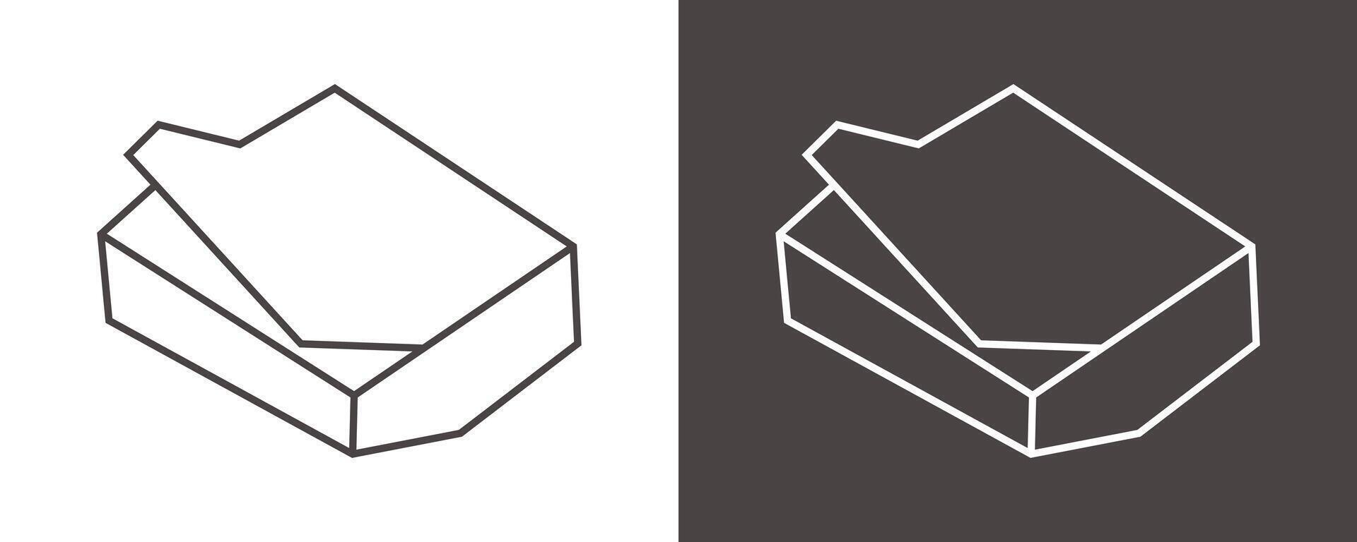 Sticky Notes Icon in Black Line Art and White Line Art Cutout Style vector