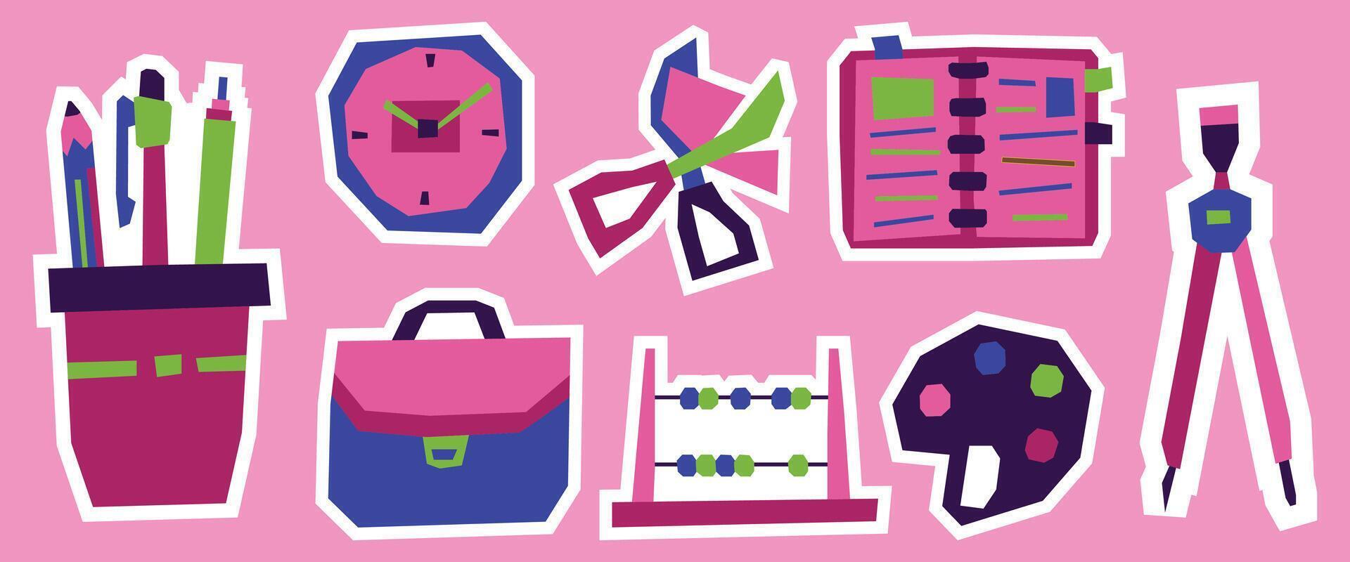 Illustration of school supplies and tools vector