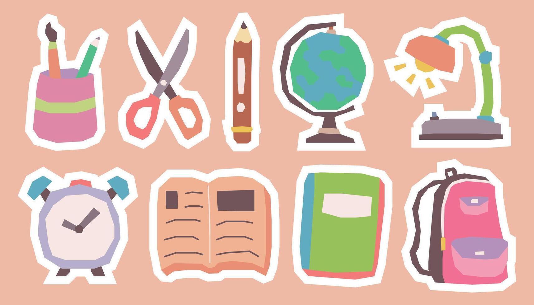 Colorful school supplies illustration vector