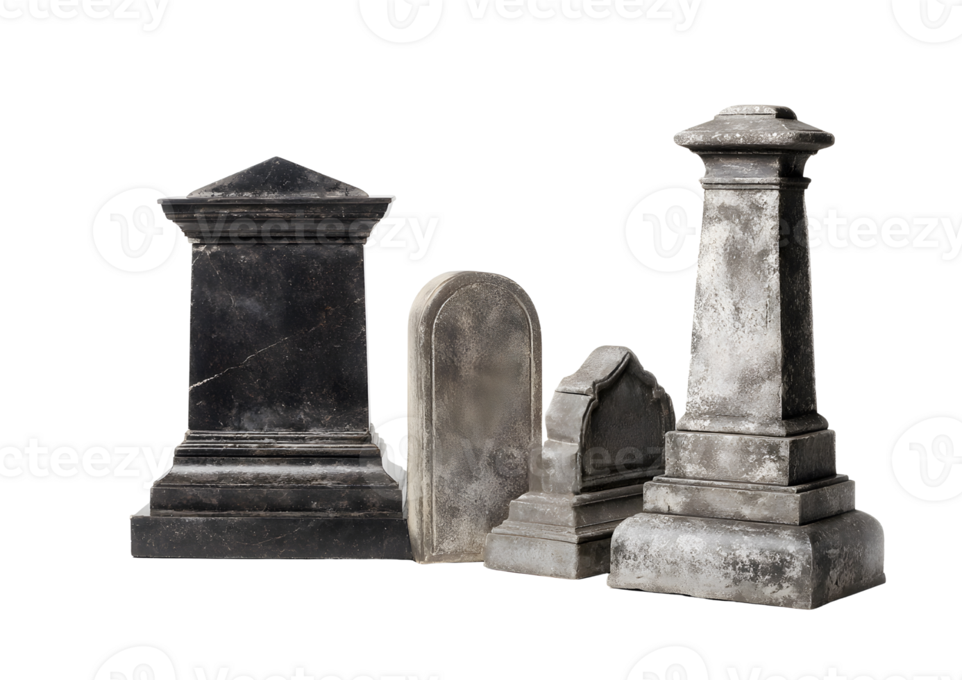 Eerie gravestone in a foggy graveyard setting for Halloween. with transparent background. png
