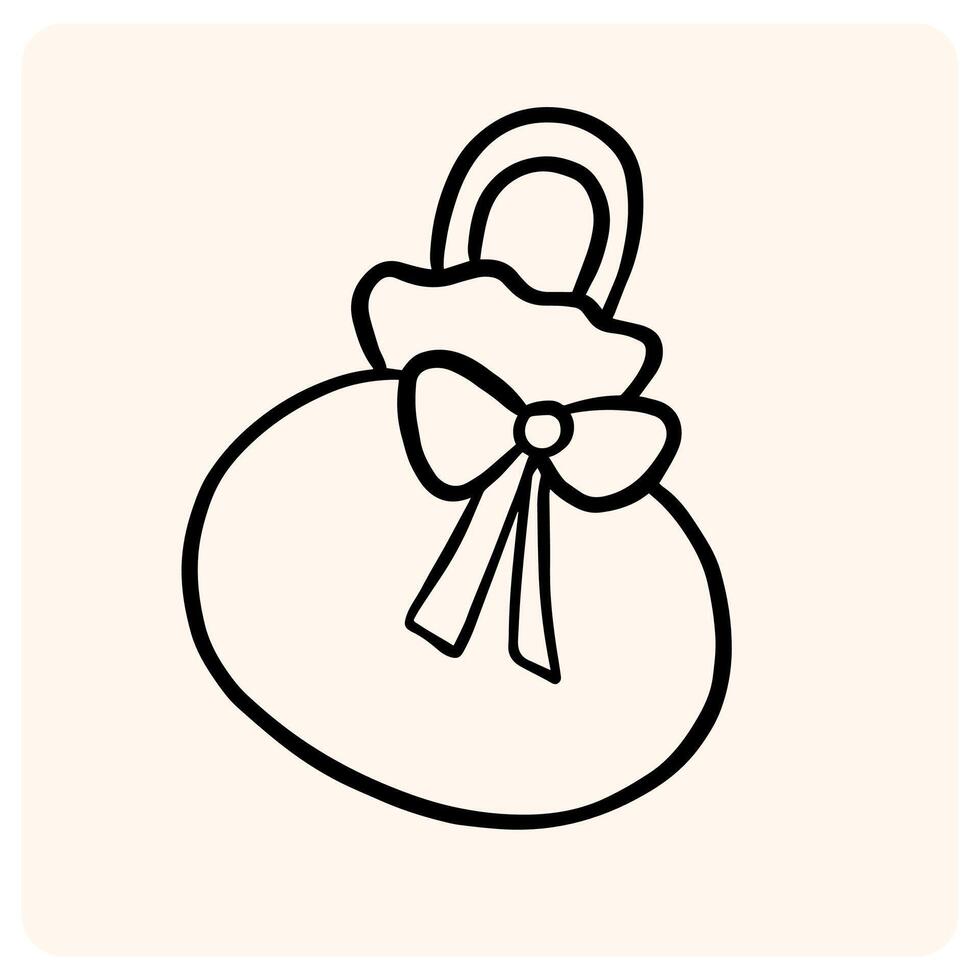 Cute Christmas Gift Bag with Bow Coloring Pagre with background cream vector