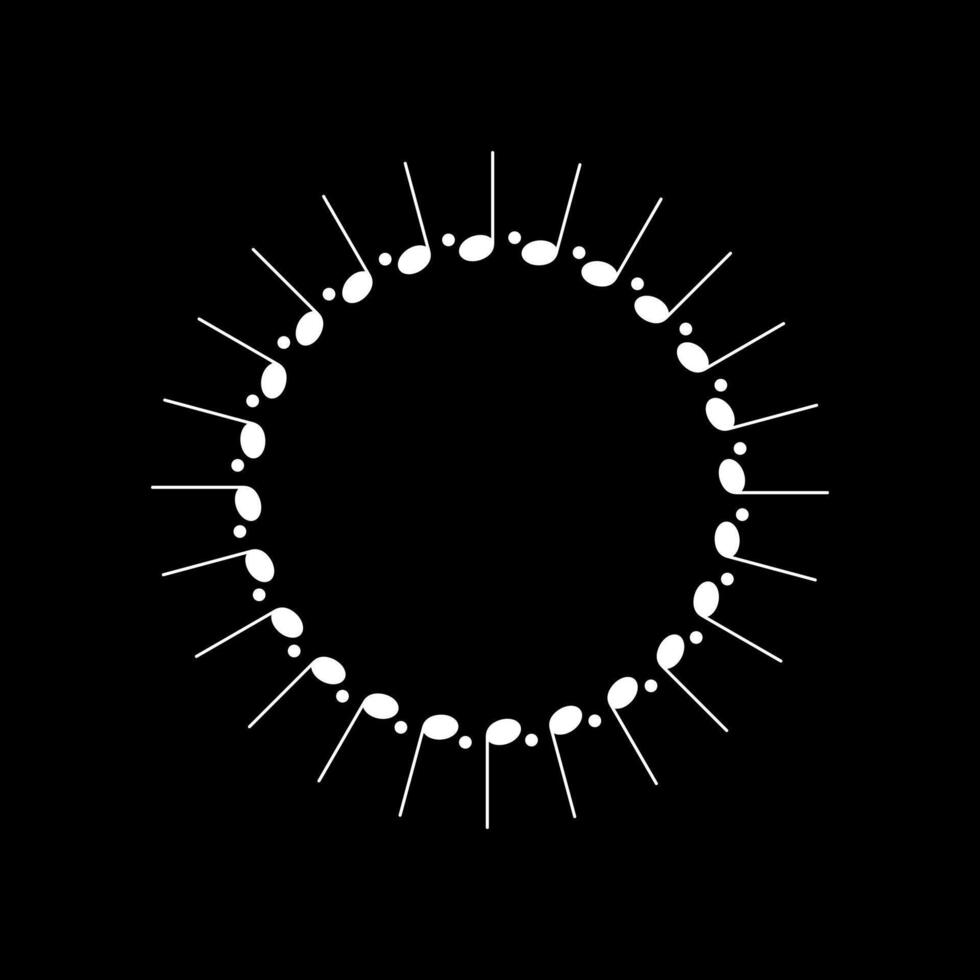 Circle Shape Created by Musical Notation Icon Symbol, can use for Musical Illustration, Decoration, Logo, Emblem, Ornate, Cover, Framework Pictogram, or Graphic Design Element. Black White Style vector