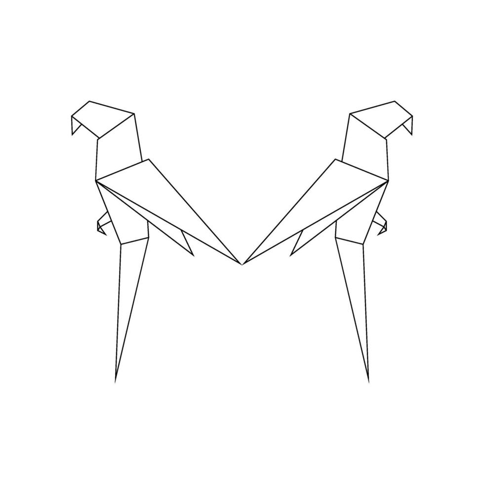 Pair Macaw, Ara, Parrot Polygonal Lines, can use for Logo Gram, Pictogram, Bird Figure, Website, Apps, or Graphic Design Element. Color and Size Editable vector