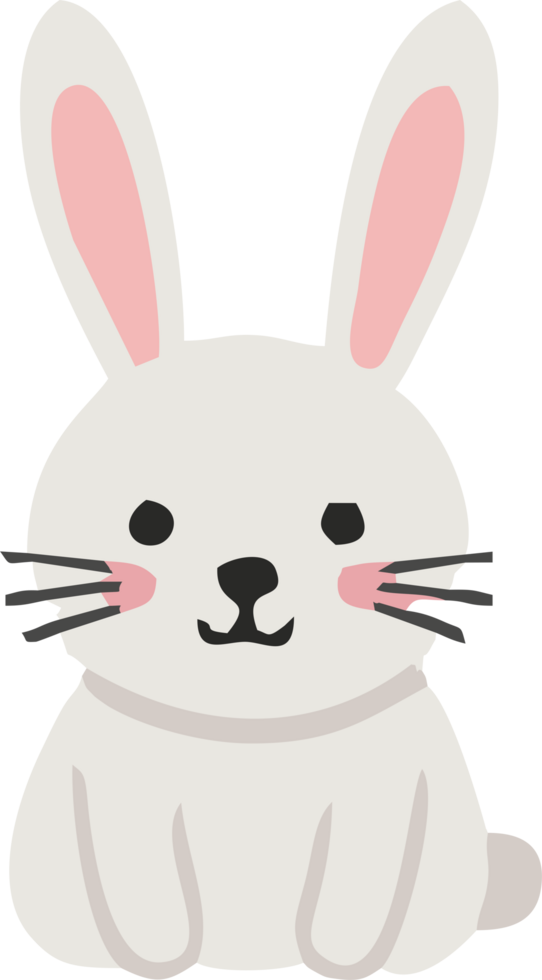 A cute white rabbit with pink ears png