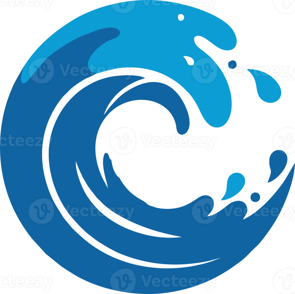 A blue wave with a splash of water in the middle png