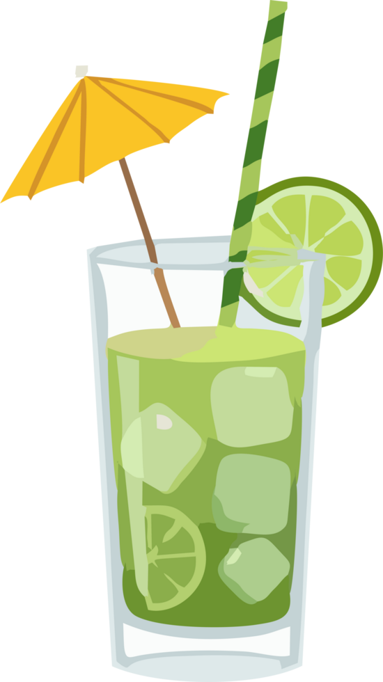 A drink with lime and umbrella png