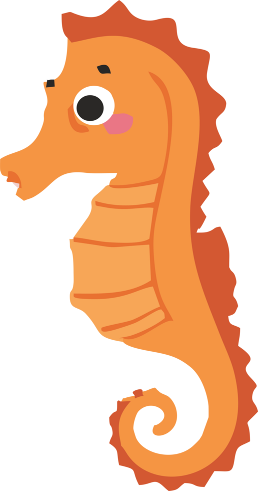 An orange seahorse with a big nose png