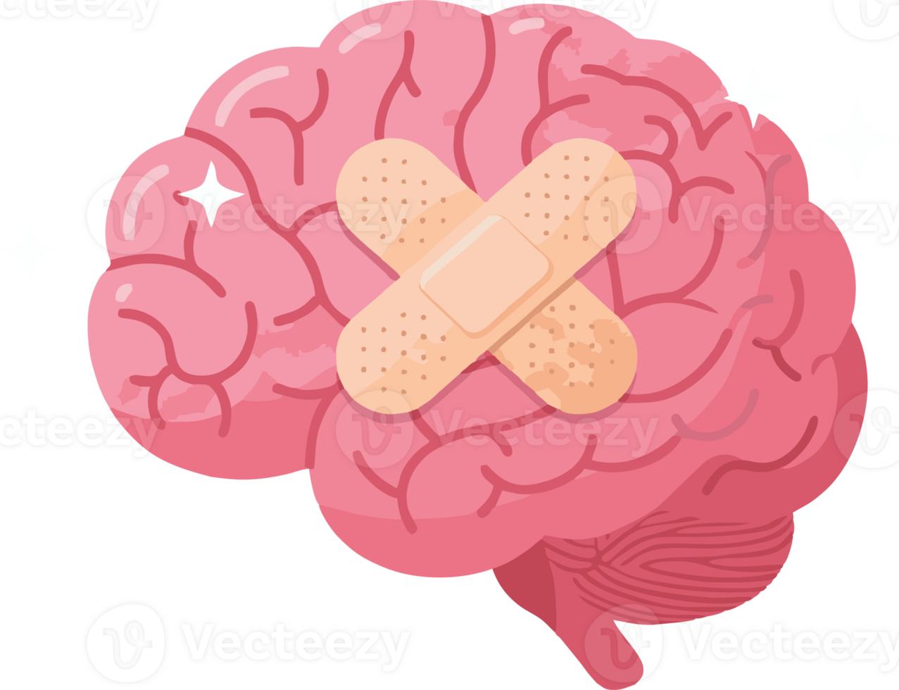 Brain with bandage on it png