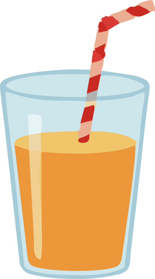 Orange juice in a glass with a straw png