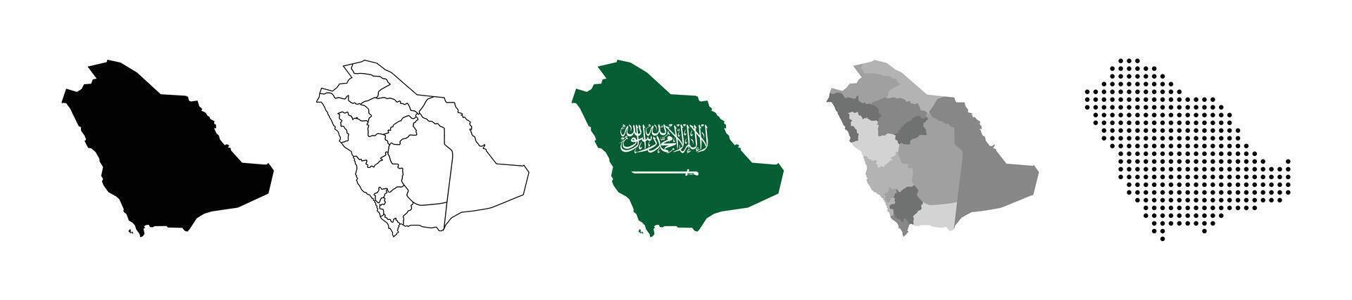 Detailed Map of Saudi Arabia. Set of Saudi arabia national map with grayscale and dotted style illustration. vector