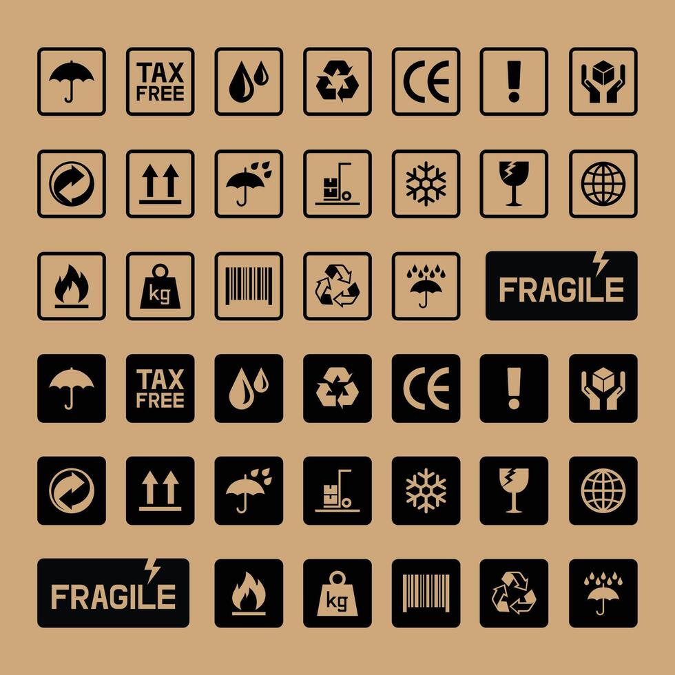 Fragile Symbols On Brown Paper Texture vector