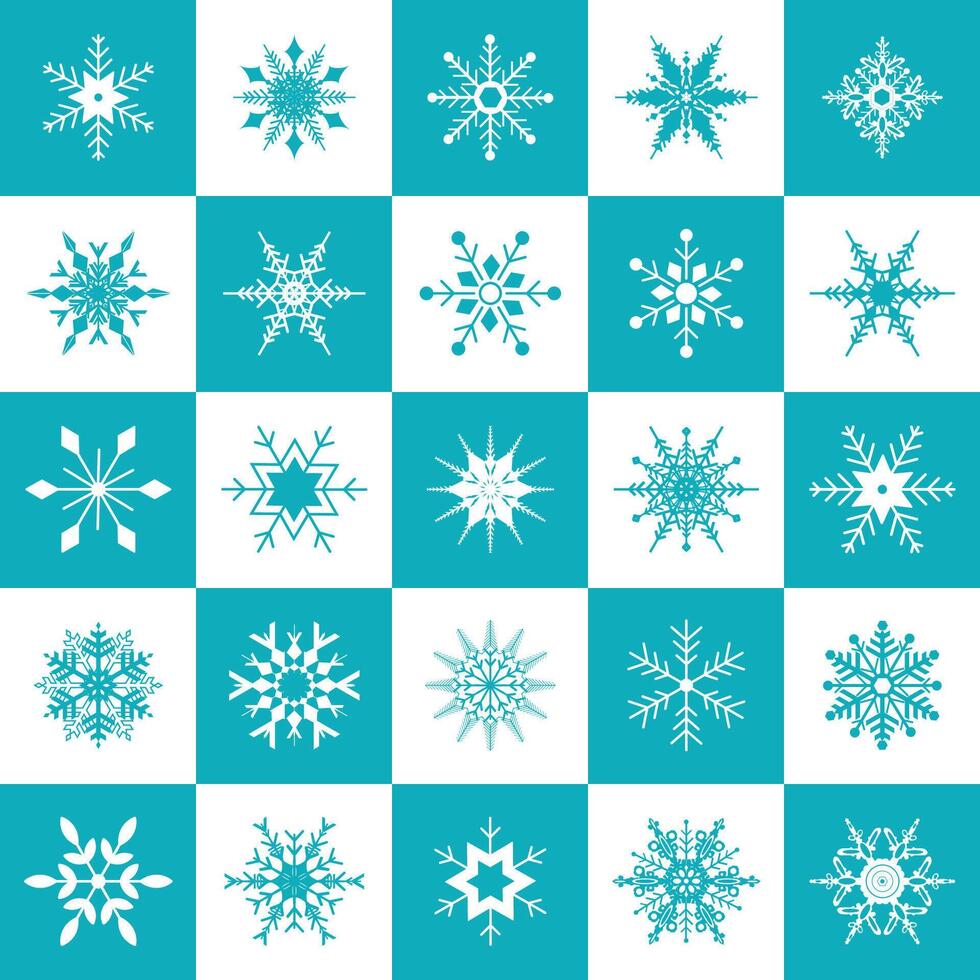 Snowflakes big icon set. Snow flake crystal collection. vector