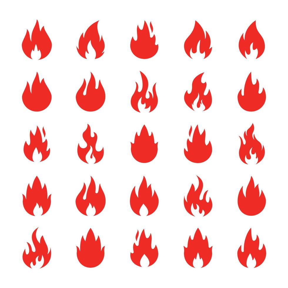 Fire flame icons bundle, Blazing Flame Symbol, Abstract Flame Icon, vector