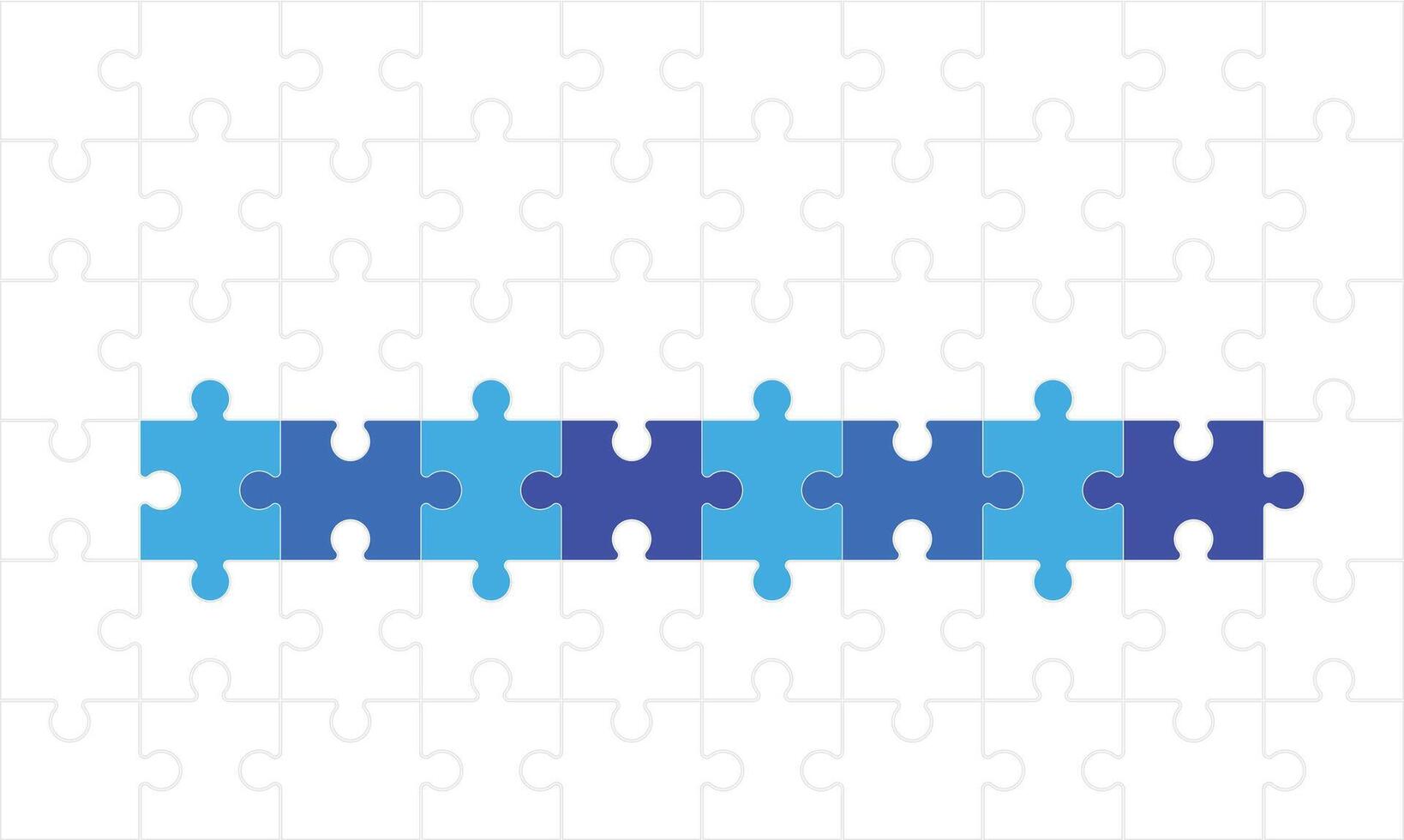 Puzzle style timeline concept of eight dependent components or parts of business project. 8 steps infographic template. vector