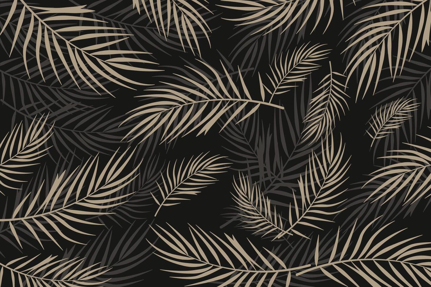 Tropical Palm Leaf Pattern with dark background for Elegant Wall Decor. vector