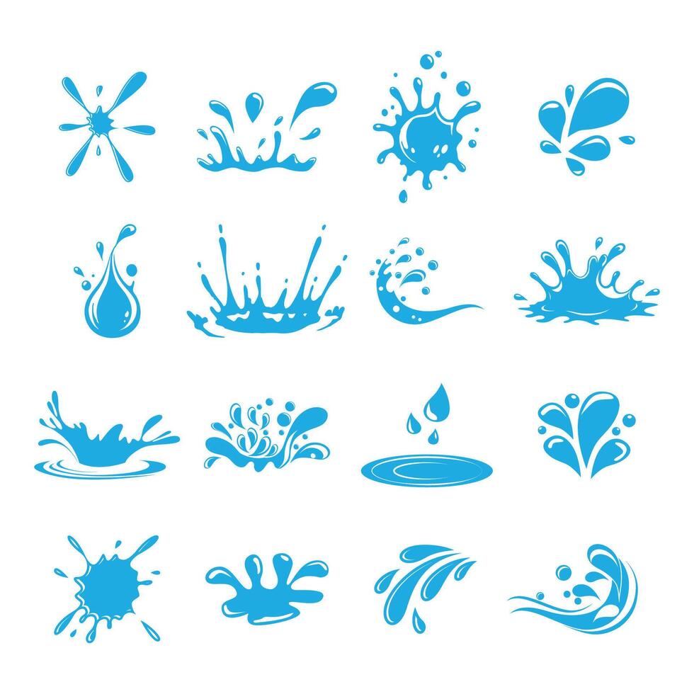 Water drops, liquid droplet, splash, wave, raindrop design element vector