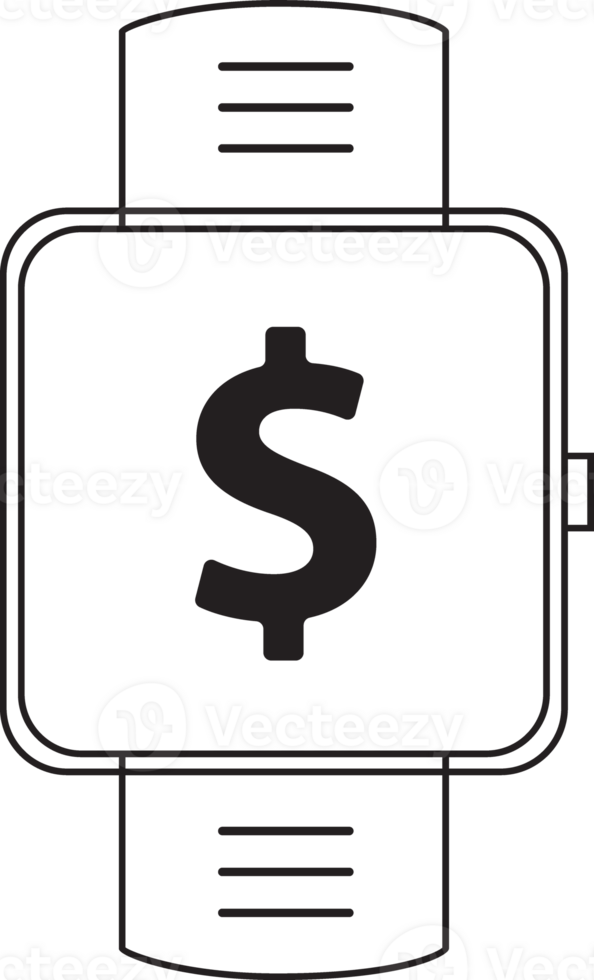 outline smart watch with money icon png