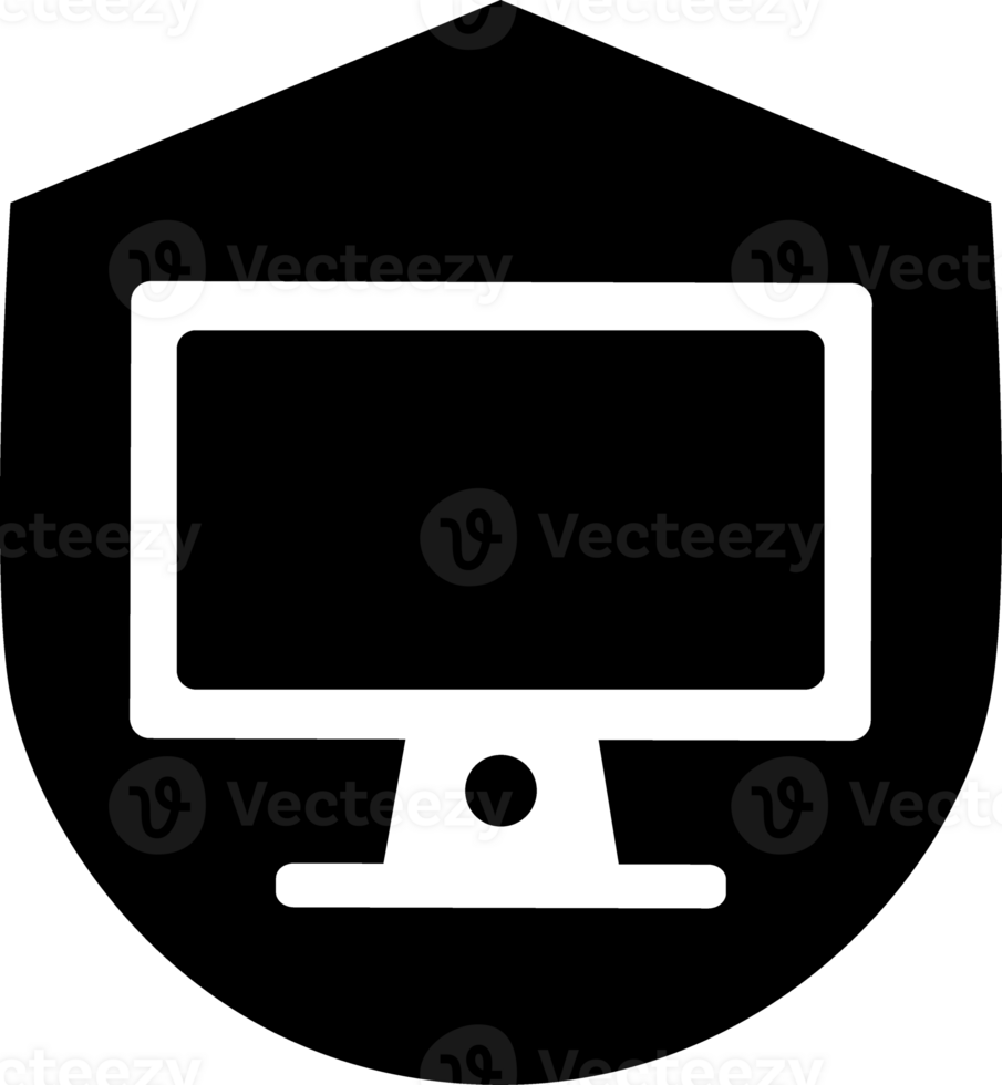 computer monitor icon on a shield png