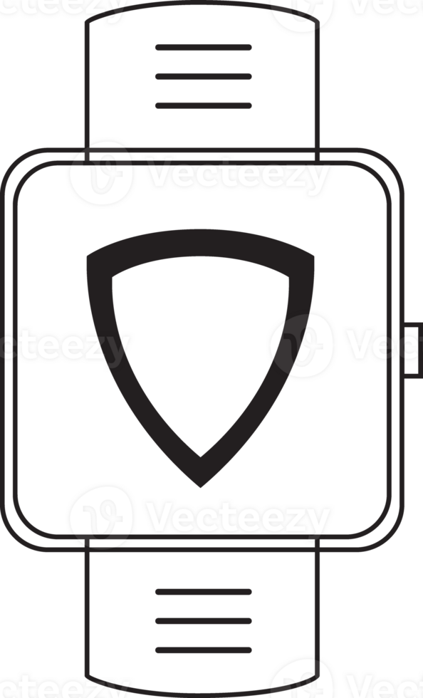 outline smartwatch with shield icon png