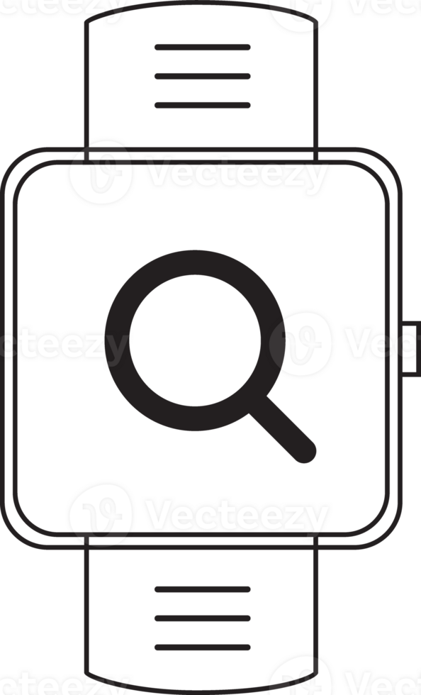 outline smartwatch with search icon png