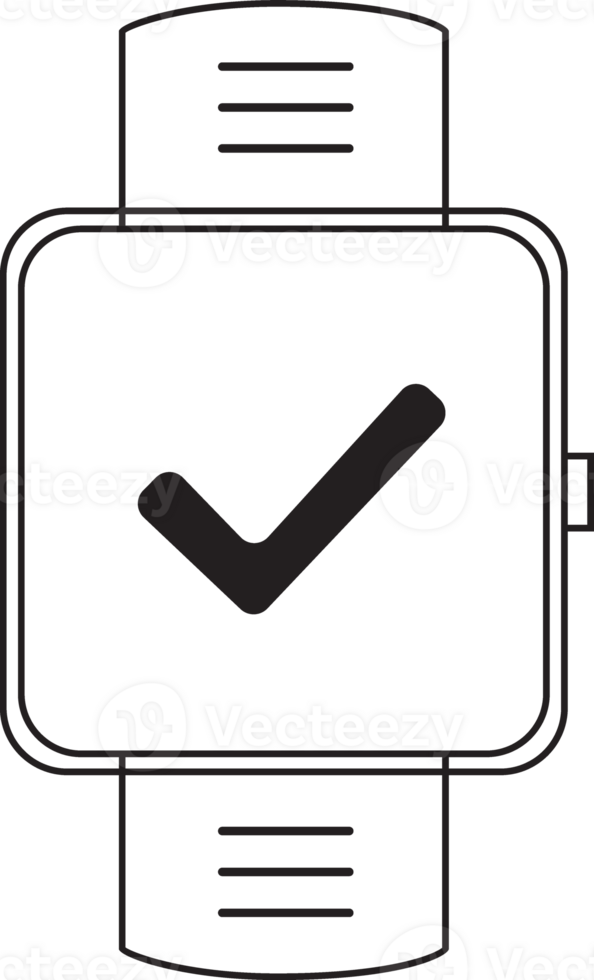 outline smart watch with checklist icon png