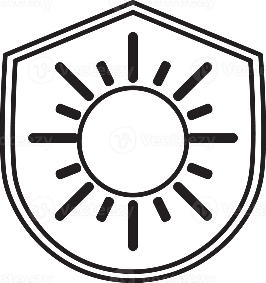 outline shield with a sun in the middle of it png