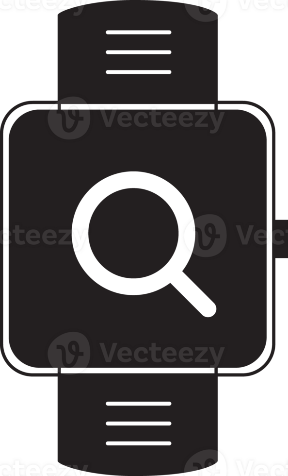 black smart watch with search icon png