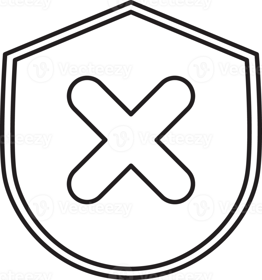a shield with an x on it, with a line drawing png
