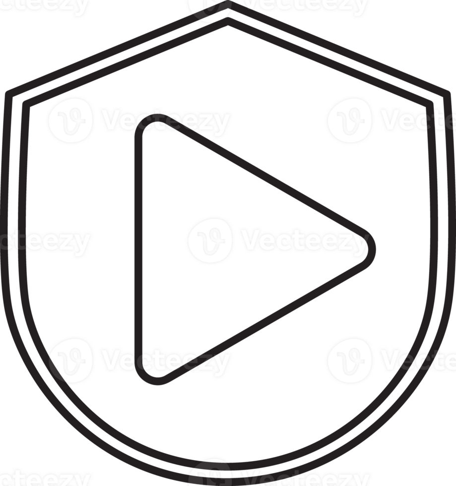 outlined shield with a play button icon png