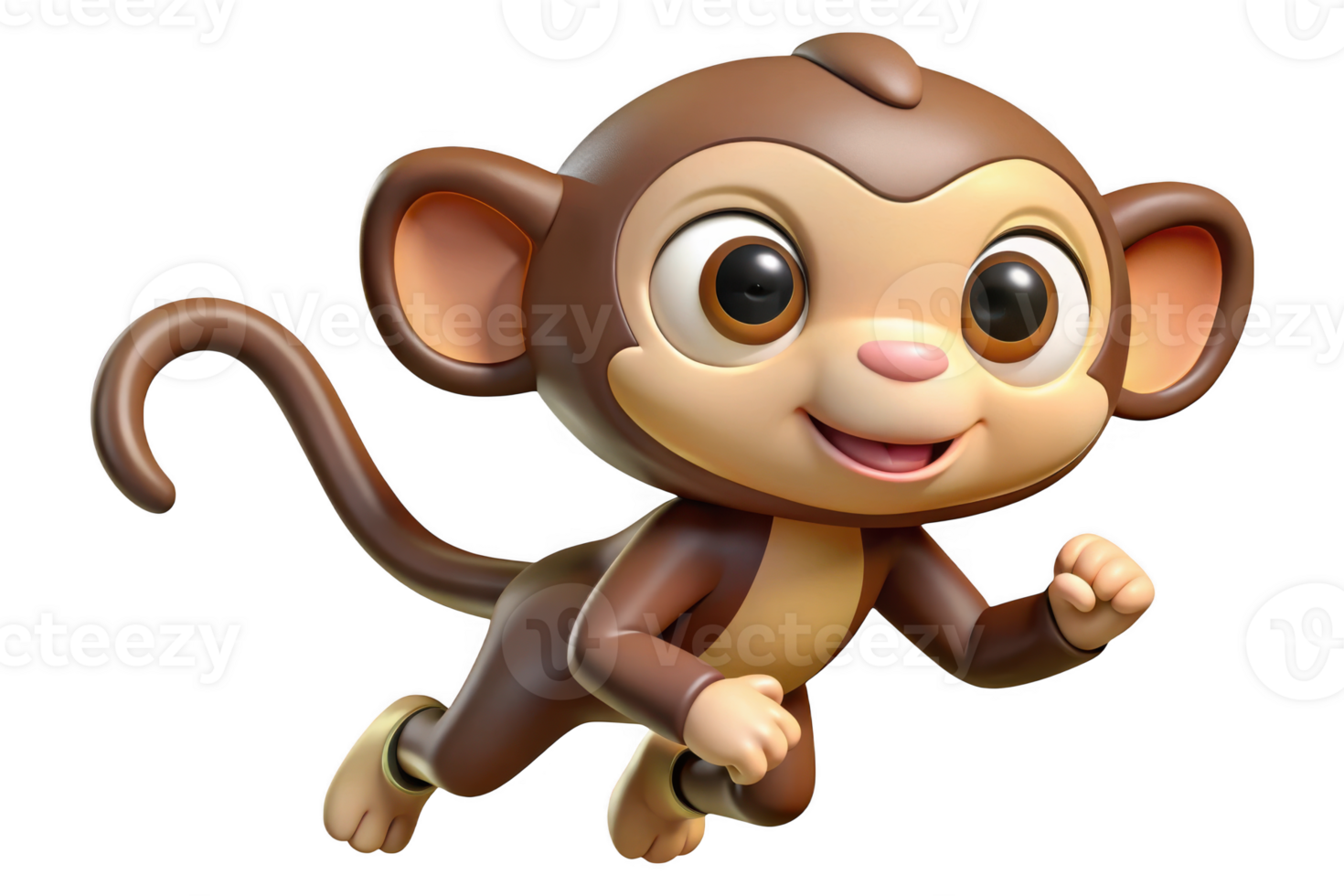 3d Cartoon monkey isolated on transparent background for animation, stickers and design. png