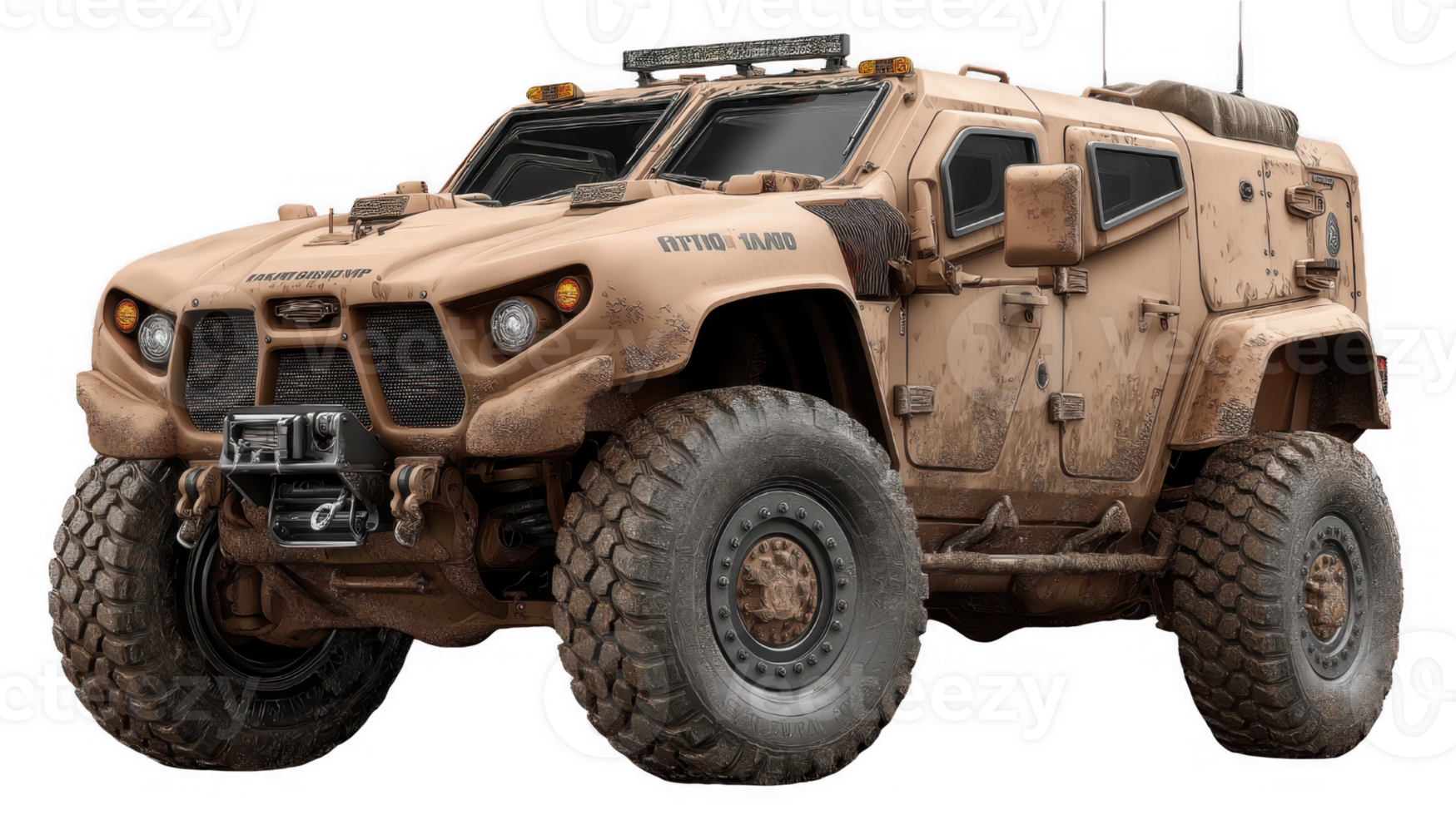 Dirtied Military Humvee Vehicle Off-Road in Desert Environment png