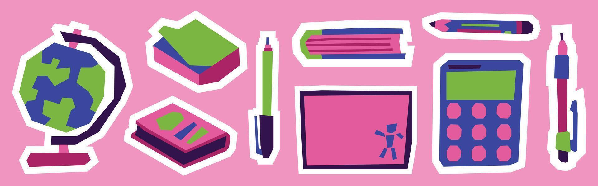 Colorful school supplies illustration vector