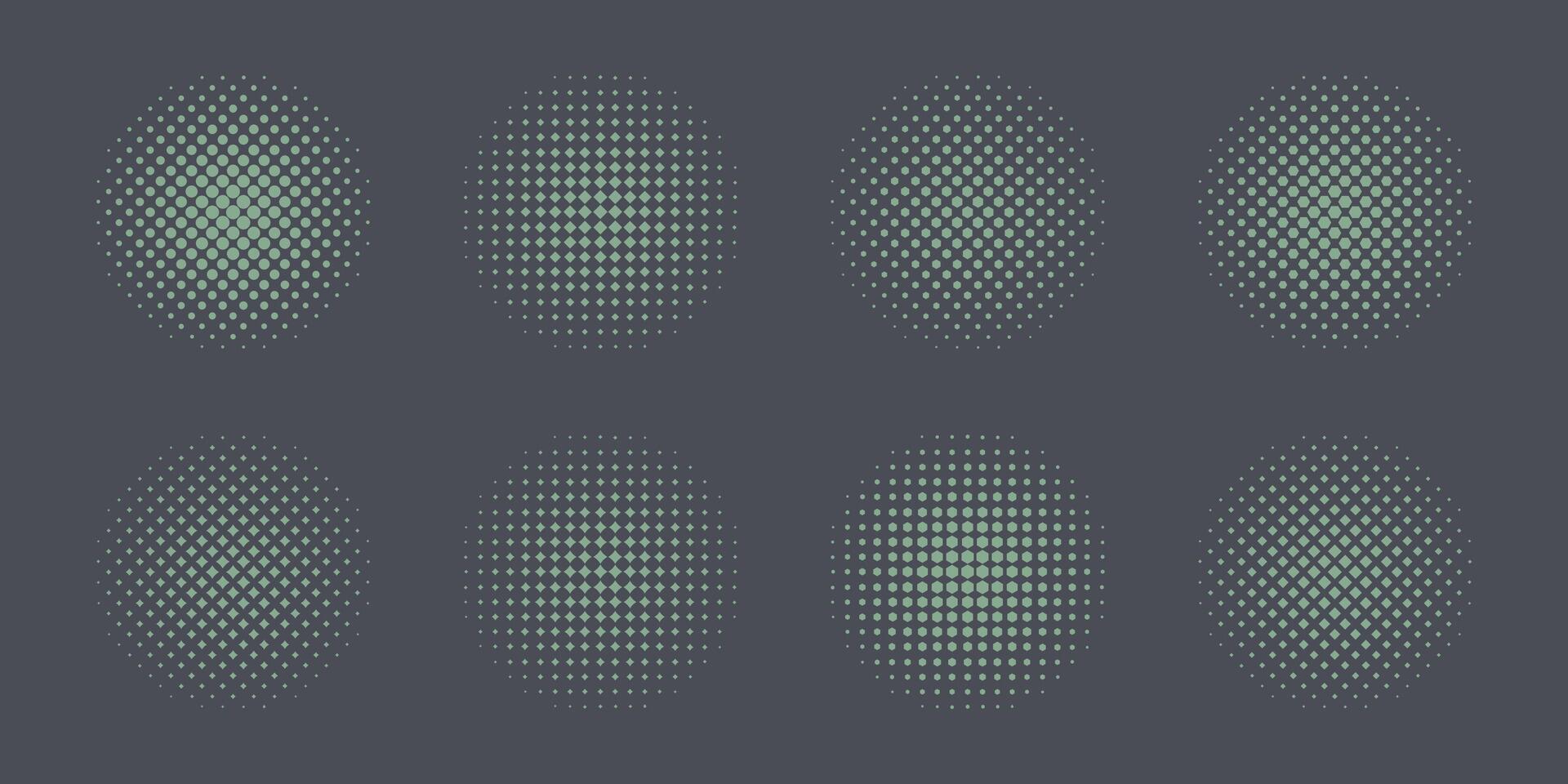 Half tone growing circles. Dotted round shapes, smooth dots spraying and halftones dot background seamless modern arts vector