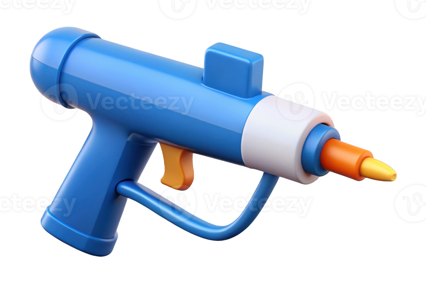 Blue toy gun isolated on transparent background for children's games, animation, and graphic design. png