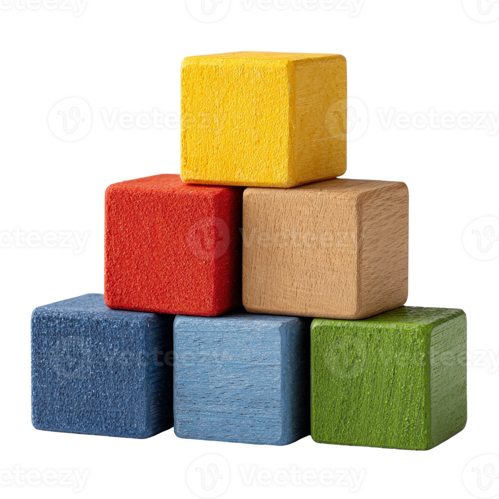 Wooden blocks, set of 5, multi-coloured png