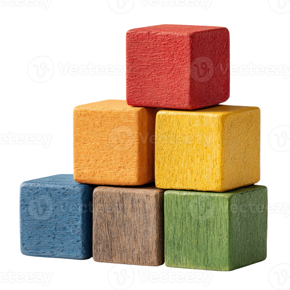 Wooden blocks, set of 5, in different colors png