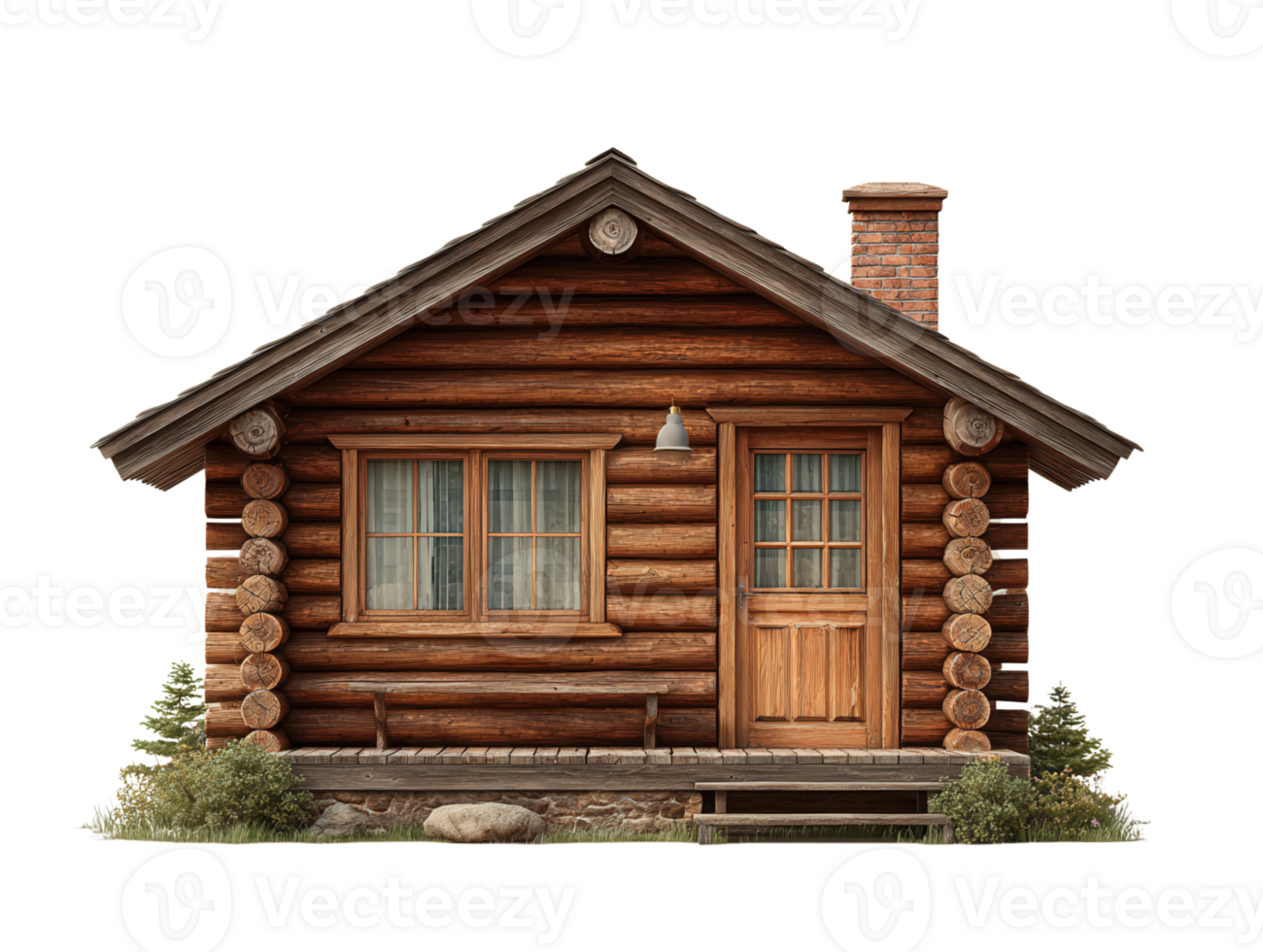 A small log cabin with a porch and a porch png