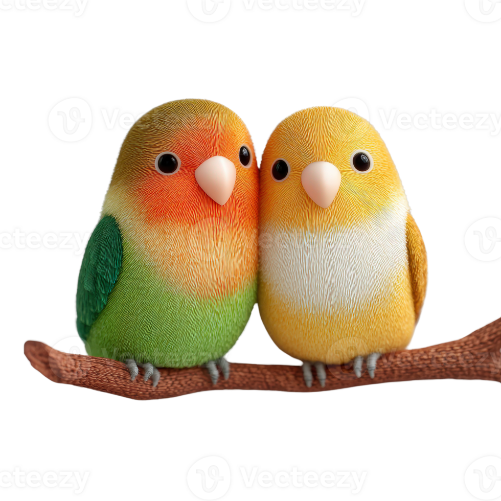 Cute Pair of Colorful Birds Sitting Together on a Branch png