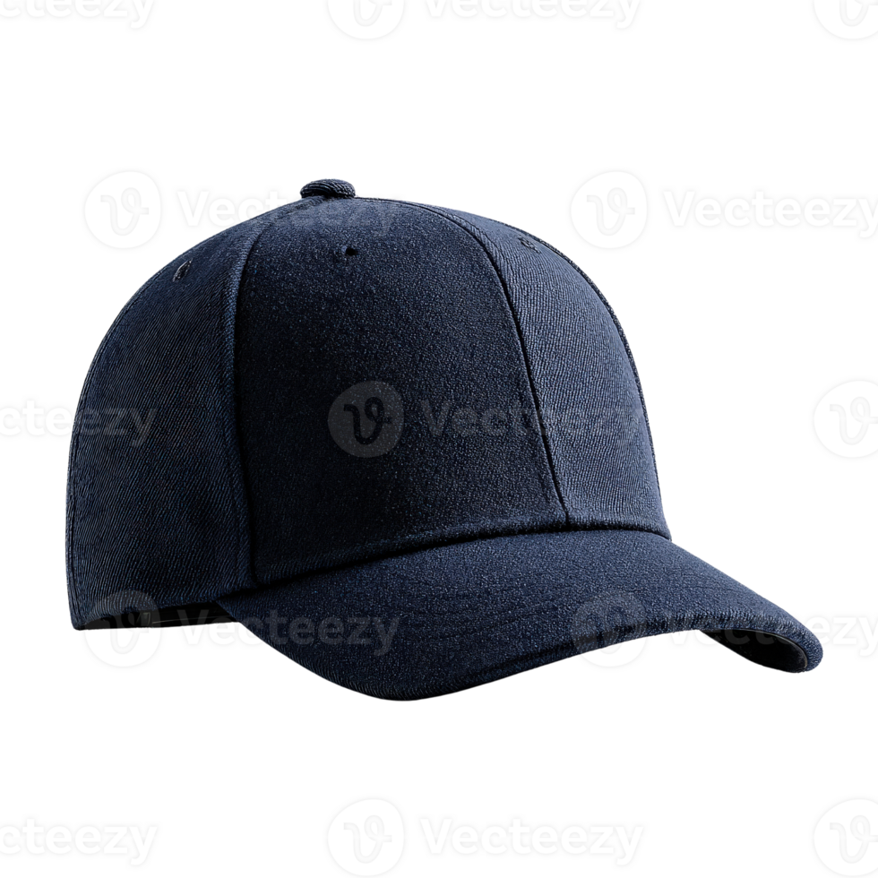 Classic Navy Blue Baseball Cap with Curved Brim and Adjustable Strap png
