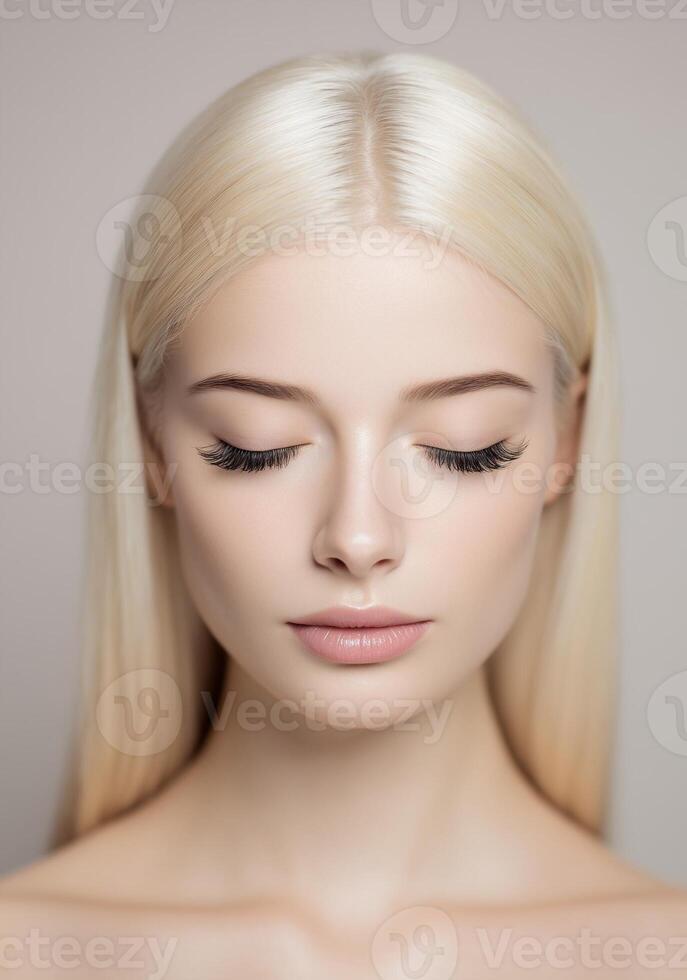 Lash extensions commercial photo with blonde girl