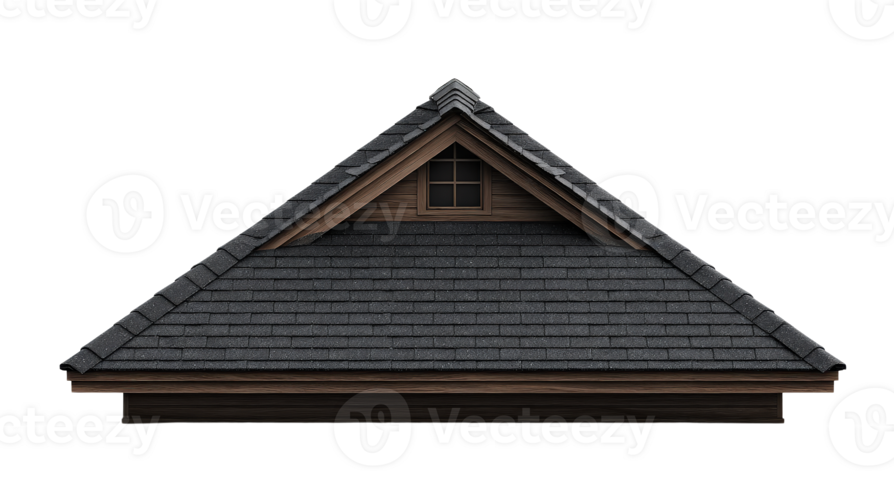 A triangle roof with a black shingled roof png