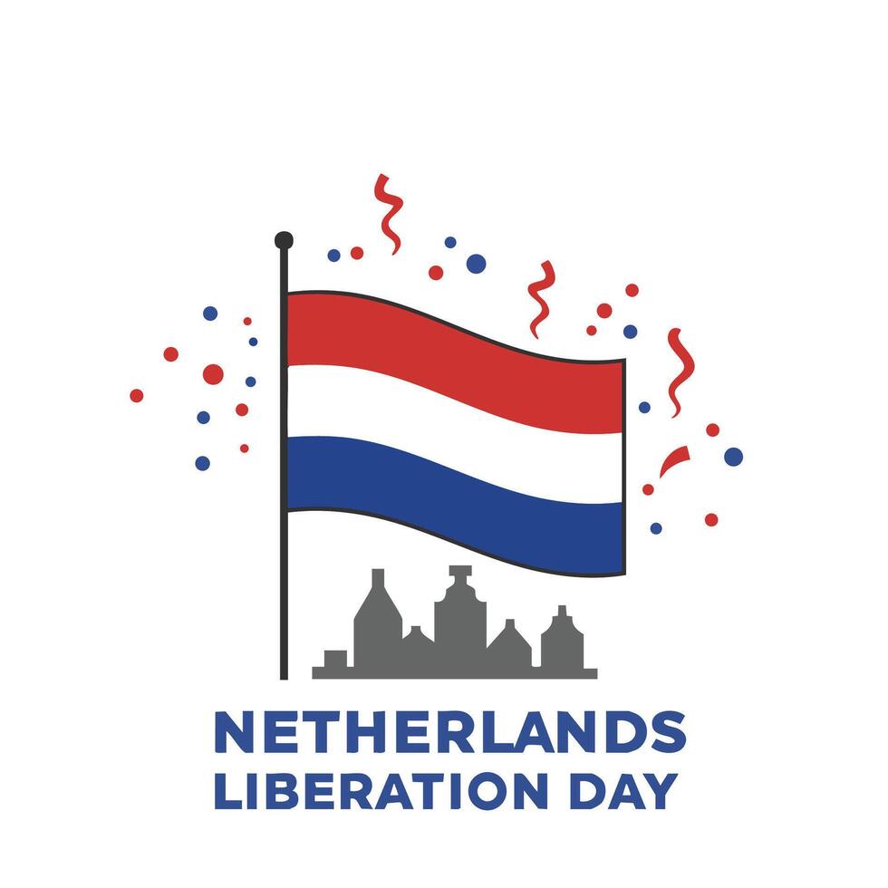 Netherlands Liberation Day Celebration with Flag and Cityscape vector