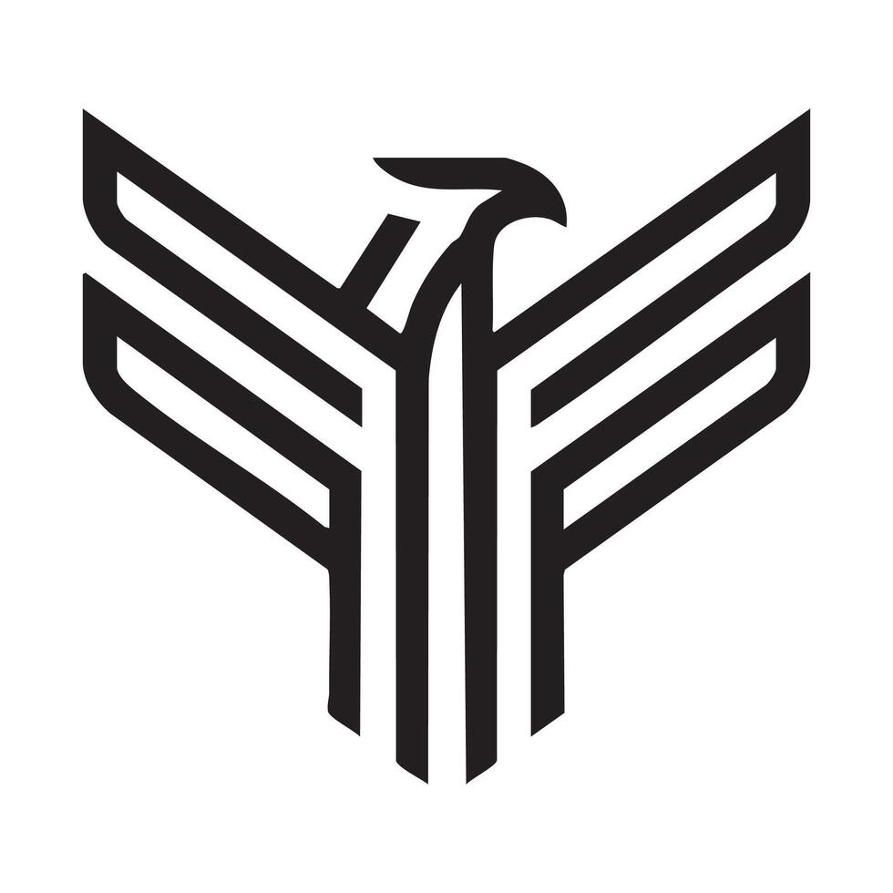Abstract Black and White Eagle Logo with Geometric Wing Design vector