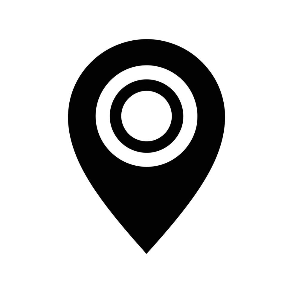 Simple Black Location Marker Icon with Circular Detail vector