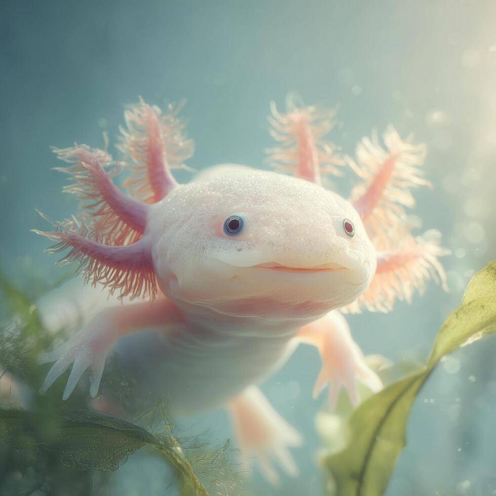 The underwater salamanders calm and smiling face photo