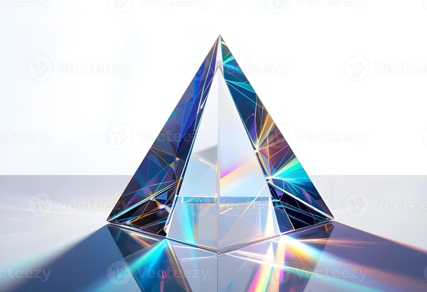 Photorealistic 3D Crystal Prisms with Rainbow Light Refraction photo